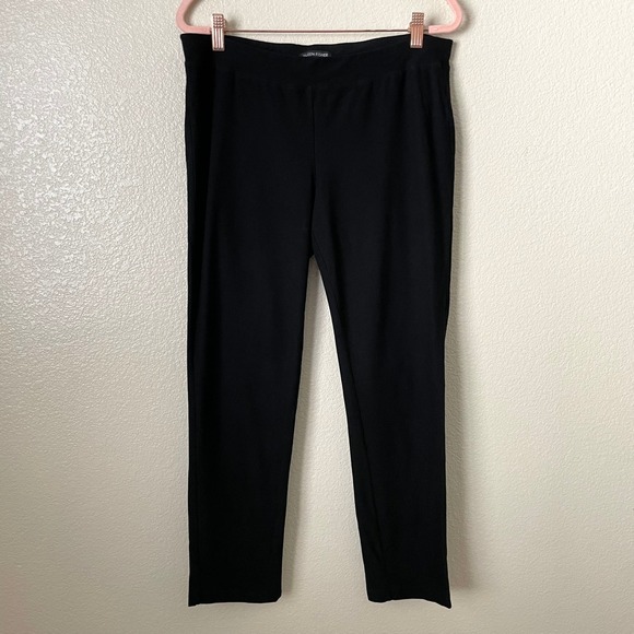 Eileen Fisher Pants Womens Medium Black Washable Crepe Ankle Pull On Stretchy - Picture 3 of 11